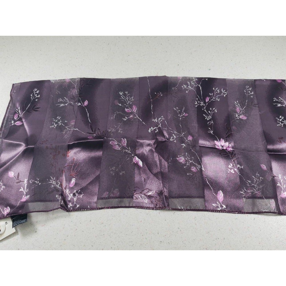 Purple Flower Scarf Silk Feel 100% Polyester NWT